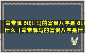 命带驿 🦉 马的富贵八字是 🌺 什么（命带驿马的富贵八字是什么生肖）